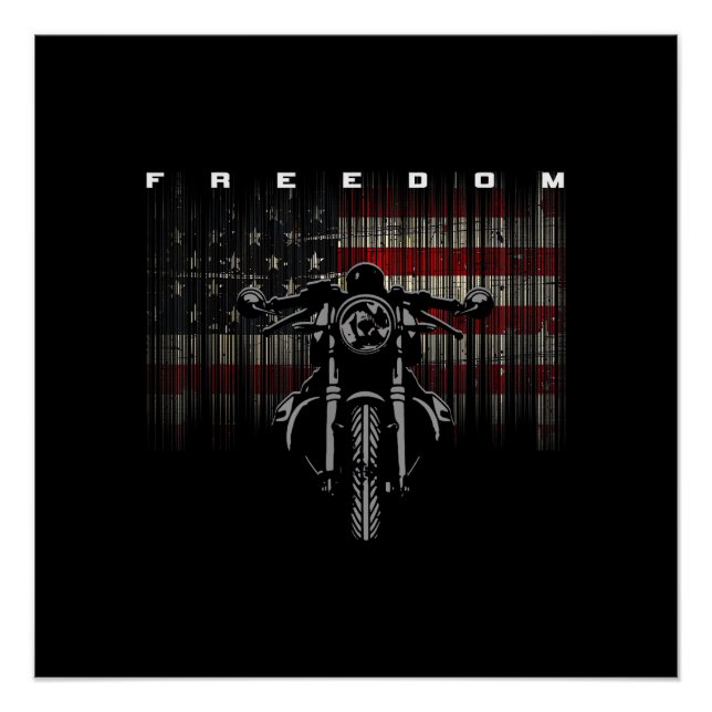 American Flag Motorcycle Freedom Poster (Front)