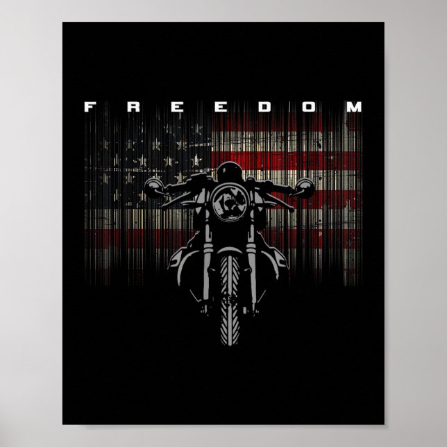 American Flag Motorcycle Freedom Poster (Front)