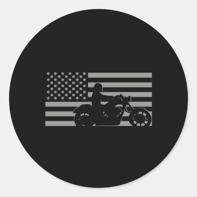 American Flag Motorcycle Motorcycle Classic Round Sticker (Front)