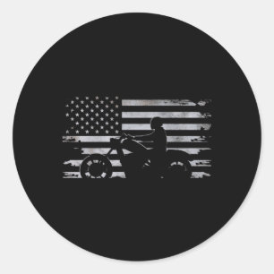 American Flag Motorcycle Motorcycle Classic Round Sticker