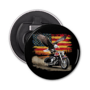 American Flag Motorcycle Tshirt USA Flag Biker Ret Bottle Opener