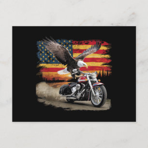 American Flag Motorcycle Tshirt USA Flag Biker Ret Enclosure Card