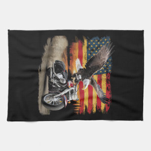 American Flag Motorcycle Tshirt USA Flag Biker Ret Tea Towel