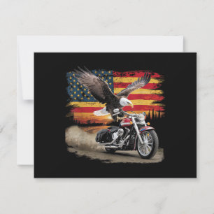 American Flag Motorcycle Tshirt USA Flag Biker Ret Thank You Card