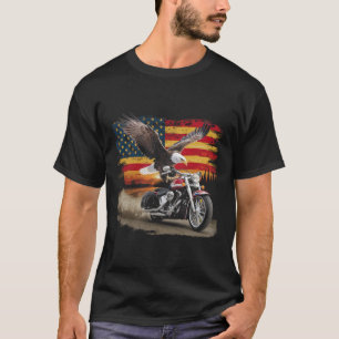 American Flag Motorcycle Usa Flag Biker Retro T-Shirt
