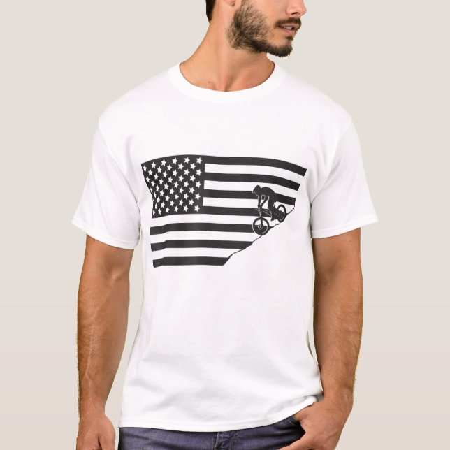 American Flag Mountain Bike Apparel - Mountain Bik T-Shirt (Front)
