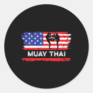 American Flag Muay Thai Gift Thailand Martial Arts Classic Round Sticker