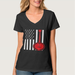 American Flag Musical Notes Banjo T-Shirt