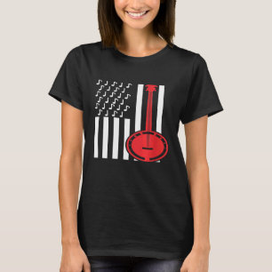 American Flag Musical Notes Banjo T-Shirt