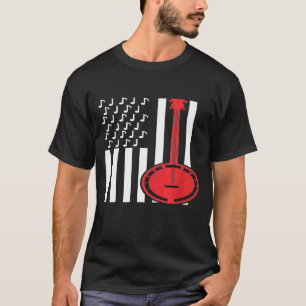American Flag Musical Notes Banjo T-Shirt