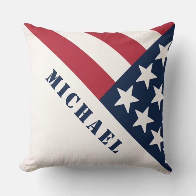 American Flag Name Red White Blue Cushion (Front)