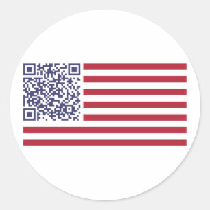 American Flag National Anthem QR Code Classic Round Sticker