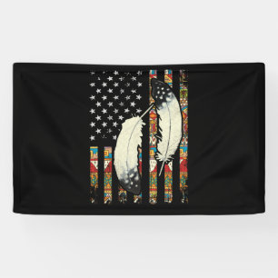 American Flag Native Tribe Feather Pride Banner