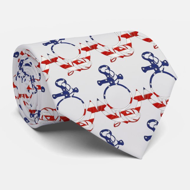 American Flag Nautical Anchor Tie (Rolled)