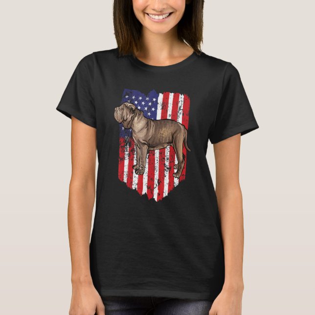 American Flag Neapolitan Mastiff 4th Of July Usa T-Shirt (Front)