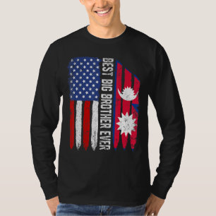 American Flag Nepal Flag Best Big Brother Ever Pat T-Shirt