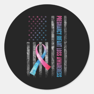 American Flag Nk &amp; Blue Pregnancy Infant Loss  Classic Round Sticker