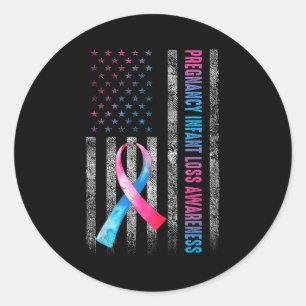 American Flag Nk & Blue Pregnancy Infant Loss Classic Round Sticker