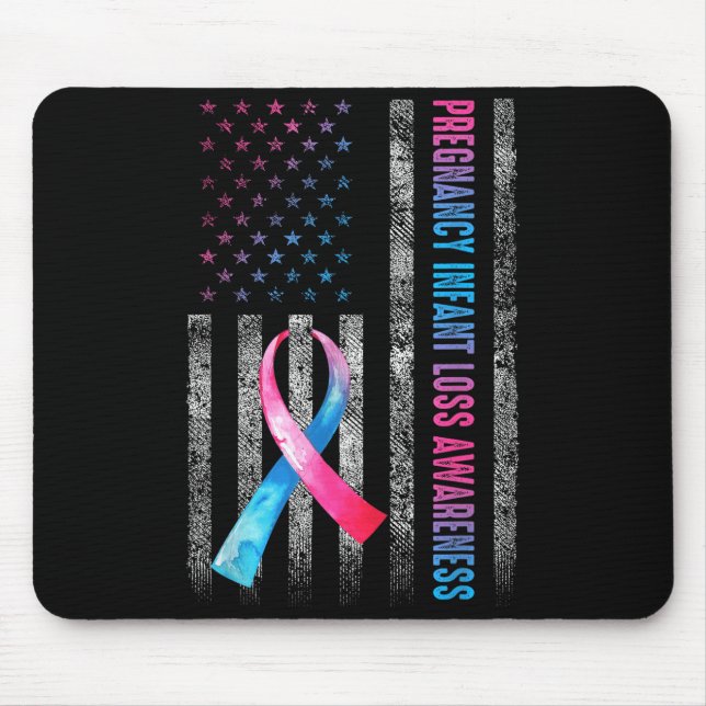 American Flag Nk &amp; Blue Pregnancy Infant Loss  Mouse Mat (Front)