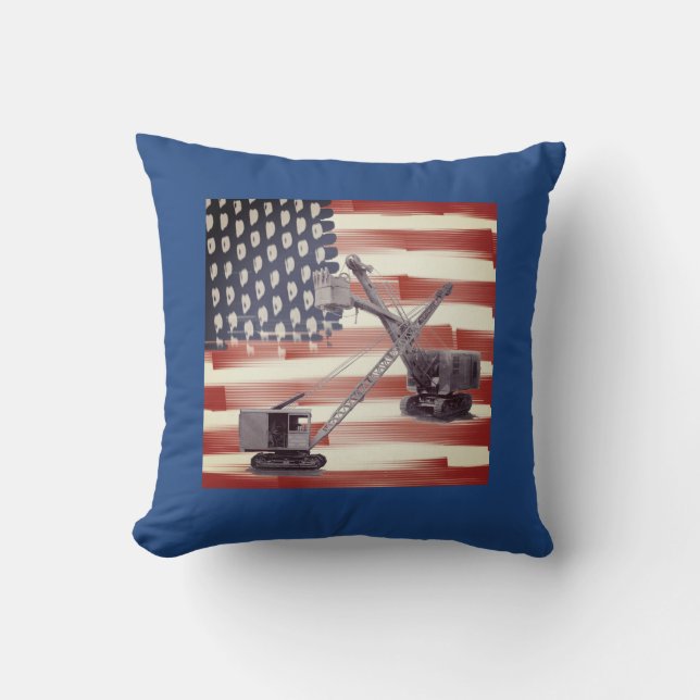 American Flag Northwest Crane Operator  and Shovel Cushion (Front)