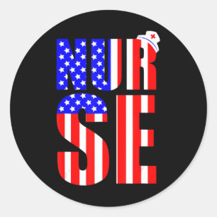 American Flag Nurse 4th Of July RN LPN Nursing Mem Classic Round Sticker