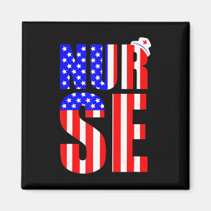 American Flag Nurse 4th Of July RN LPN Nursing Mem Magnet