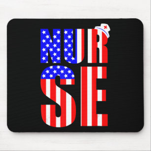 American Flag Nurse 4th Of July RN LPN Nursing Mem Mouse Mat