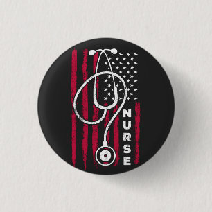 American Flag Nurse, Nurse 3 Cm Round Badge