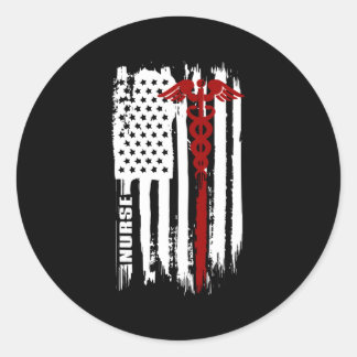 American Flag Nurse Usa Nurses Classic Round Sticker