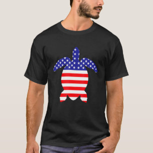 American Flag Ocean Sea Turtle Lover Novelty T-Shirt