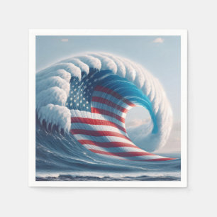 American Flag Ocean Wave Napkin