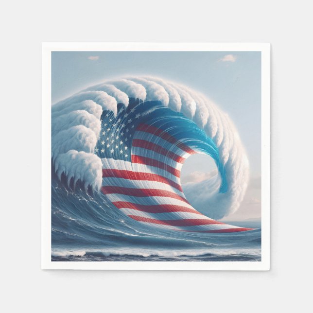 American Flag Ocean Wave Napkin (Front)