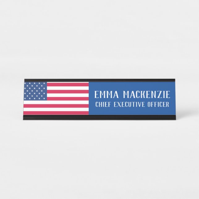 American Flag Office Desk Name Plate (Front)