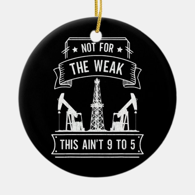 American Flag Oilfield Worker Dad Drilling Oil Ceramic Tree Decoration (Front)