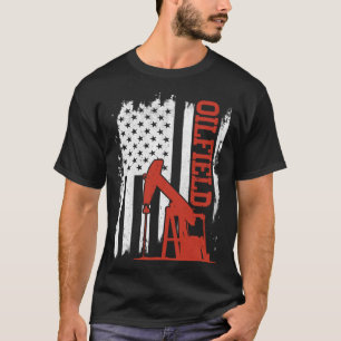 American Flag Oilfield Workers Oil Rig Roughneck T-Shirt
