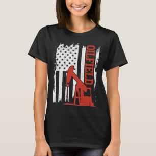 American Flag Oilfield Workers Oil Rig Roughneck T-Shirt
