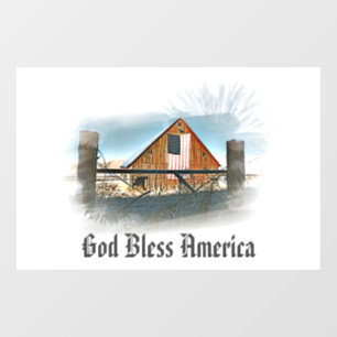 *~* American Flag Old Barn AR19 GOD BLESS AMERICA Window Cling
