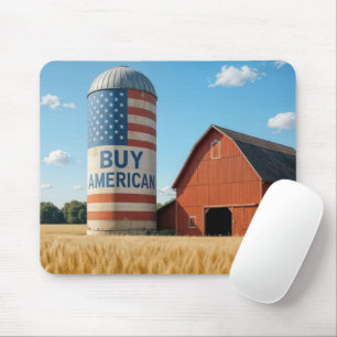 American Flag On a Barn Silo Mouse Mat
