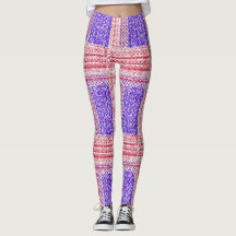 American Flag on a blue  red background Leggings