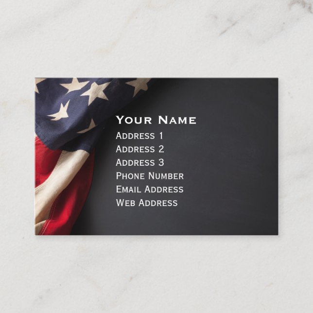 American Flag on a Chalkboard Business Card (Front)
