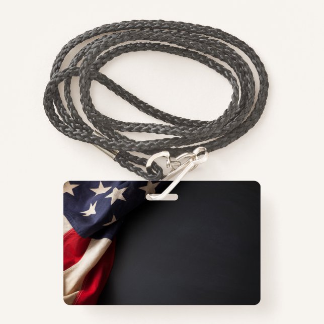 American Flag on a Chalkboard ID Badge (Front with Lanyard)