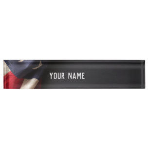 American Flag on a Chalkboard Nameplate
