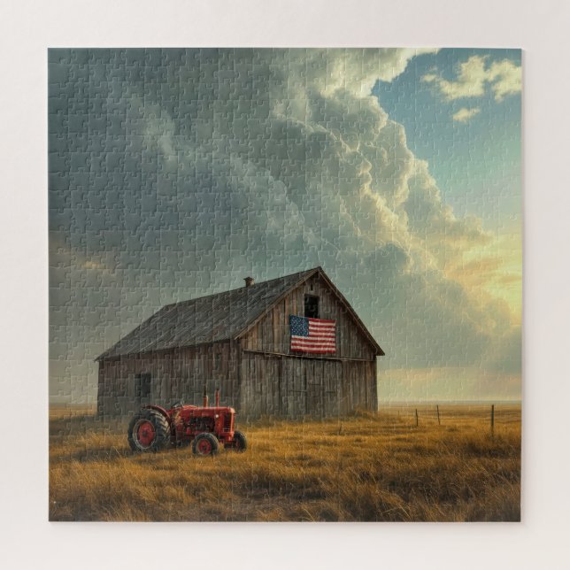 American Flag On a Farm Barn Jigsaw Puzzle (Vertical)