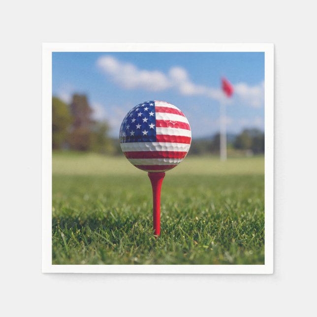 American Flag on a Golf Ball Napkin (Front)