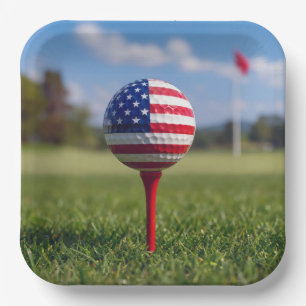 American Flag on a Golf Ball Paper Plate