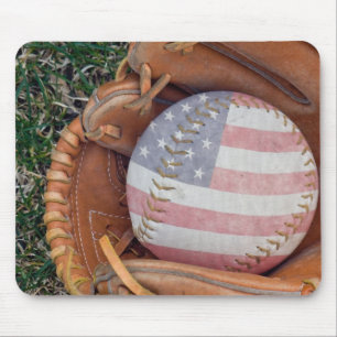 American flag on ball mouse mat
