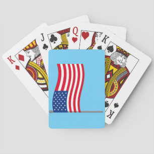 American Flag on Blue Background Playing Cards