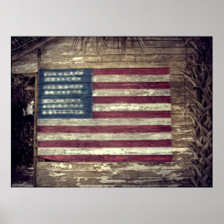 American flag on building poster