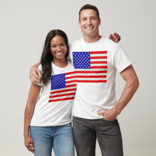 American Flag on Burlap Linen Rustic Jute T-Shirt