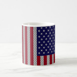 American Flag on Carbon Fibre Style Print Coffee Mug